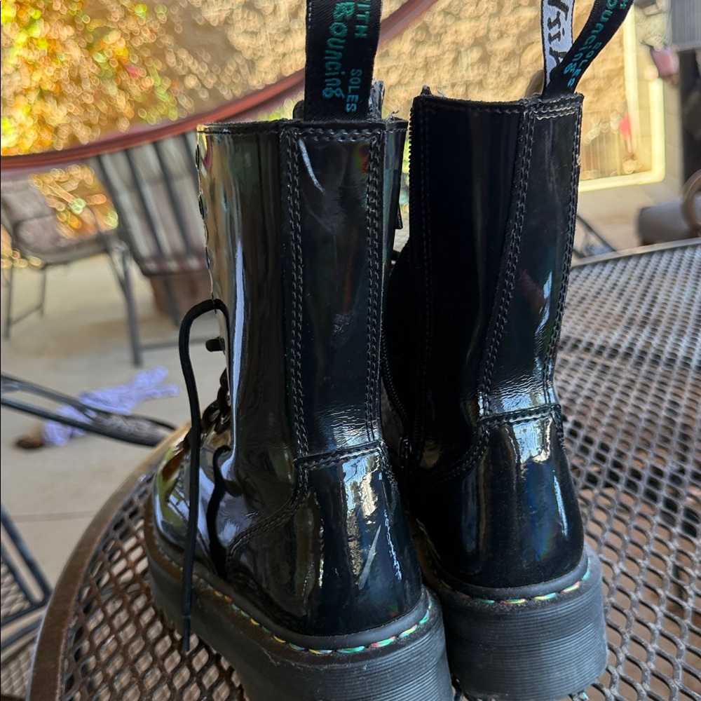 Dr. Martens Shiny Black Lace-Up Boots Jadon Hi - Picture 5 of 9